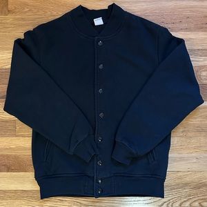 American Apparel Black Button Up Bomber Jacket Sweatshirt (XS)